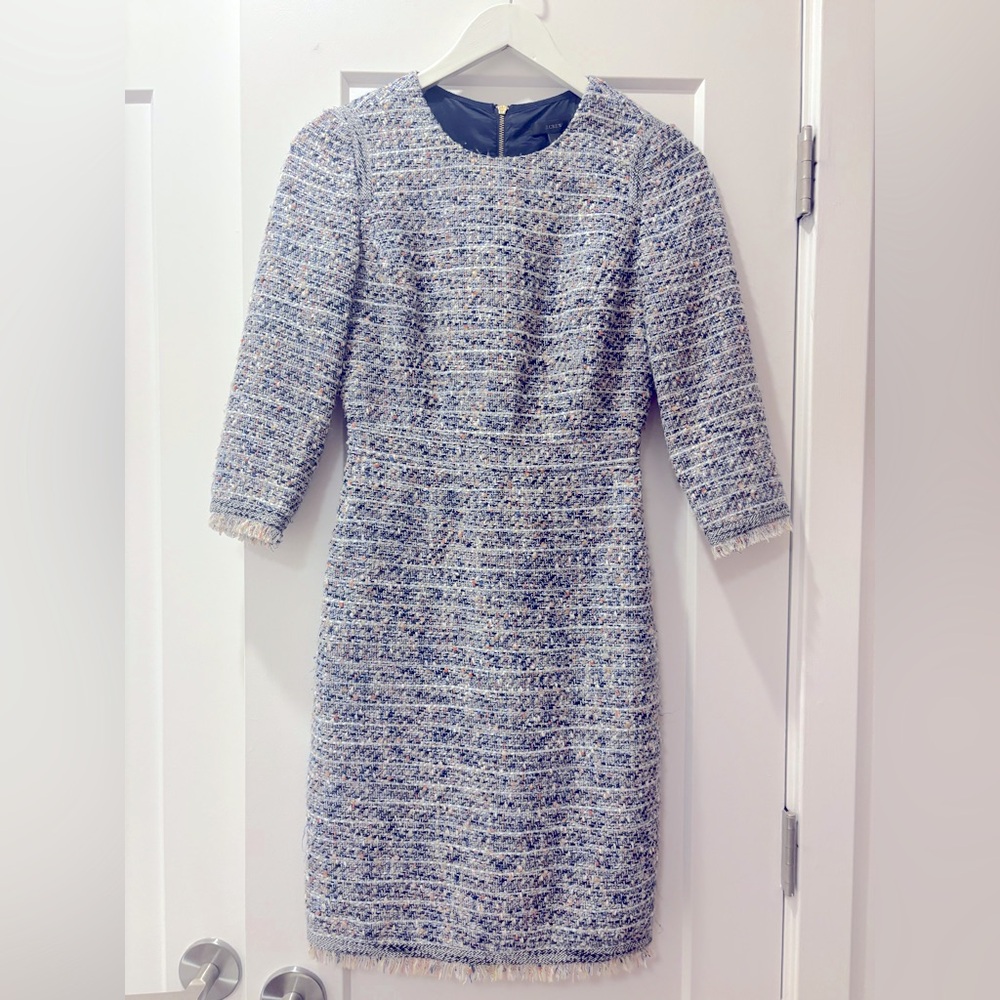 J Crew 3/4 sleeve tweed dress size 00